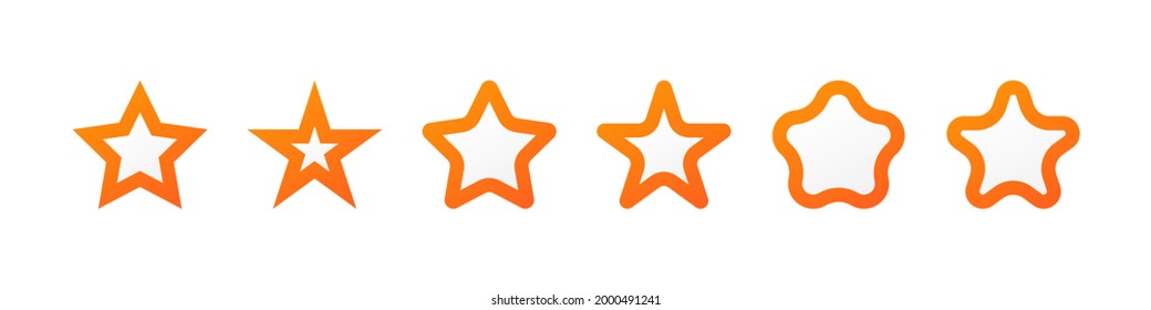 Set von Sternbildern. Weiße und gelbe Form mit Outline-Dekorativstars einzeln auf weißem Hintergrund. Flache Vektor Illustration Design Template Elements.