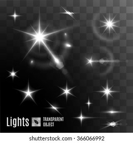Set of star light bokeh bright isolated