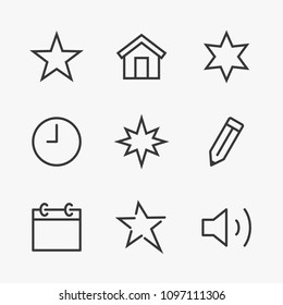 Set star Line icon stock vector illustration. Editable Stroke. 100x100 Pixel Perfect