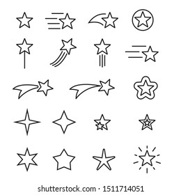 Set of star line icons. Simple pictograms pack. Stroke vector illustration on a white background. Modern outline style icons collection.