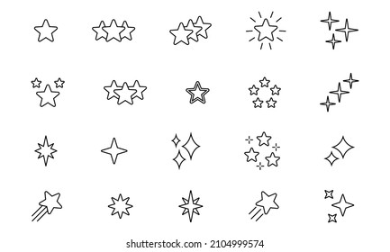 Set of star line icons. Simple pictograms pack. Stroke vector illustration on a white background. Modern outline style icons collection.