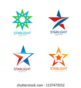 Set of star logo design template. Starlight icon for business company identity. Stardust vector illustration collection