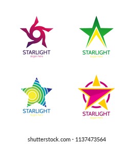 Set of star logo design template. Starlight icon for business company identity. Stardust vector illustration collection