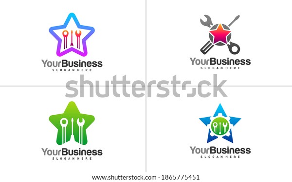 Set of Star Mechanic logo vector\
template, Creative Mechanic logo design\
concepts