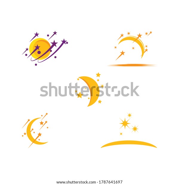 Set Star\
and moon logo illustration vector\
template