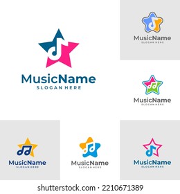 Set Star Music Logo Illustration Template Stock Vector (Royalty Free ...