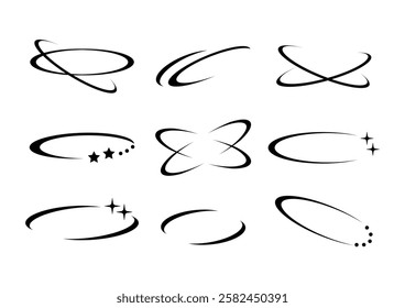 Set of star orbits. Vector abstract orbits. Abstract star orbit vector collection