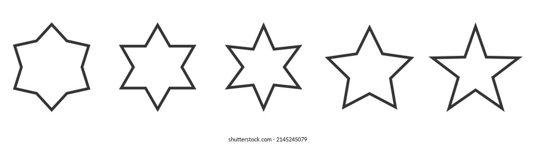 Set of Star outline icons. Vector Stars. Linear Star icons isolated.