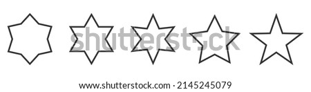 Set of Star outline icons. Vector Stars. Linear Star icons isolated.