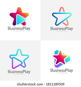 Set of Star Play logo design vector template, Icon play logo concepts