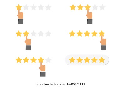 Set of Star rating. Push button. Vector illustration in flat design
