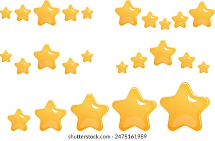 set of star rating, review or feedback stars. Stock vector illustration