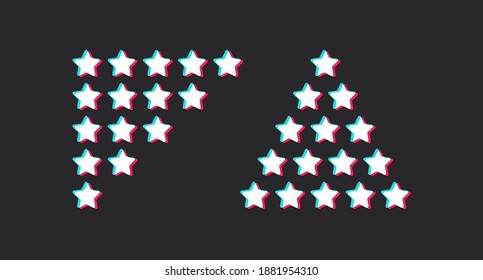 A set of star ratings from one to five stars isolated on a dark background. Rating, quality assessment, review. Vector illustration