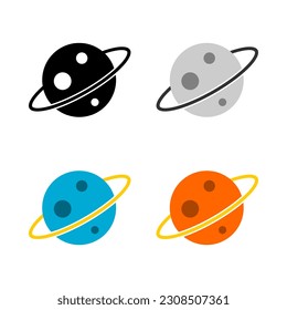 Set star ring space galaxy icon flat vector design