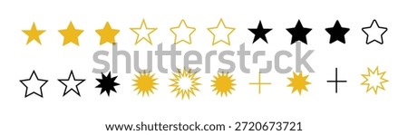 Set of star shape. Isolated star shape illustration on transparent background.