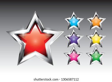 Set of star shaped icons, with space for your text. Vector illustration