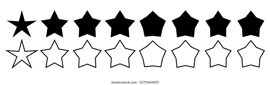 Set of star shapes. Retro futuristic sparkle icons collection.. Vector illustration	
