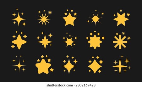 Conjunto de formas de estrella. La estrella de torbellino forma el diseño vectorial. Colección de Iconos de espuma fría. Conjunto de elementos de estrella de varias formas.