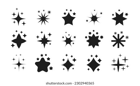 Conjunto de formas de estrella. La estrella de torbellino forma el diseño vectorial. Colección de Iconos de espuma fría. Conjunto de elementos de estrella de varias formas.