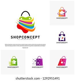 Set of Star Shop Logo Design Concept. Shopping center Logo Vector. Shop and gifts symbol.