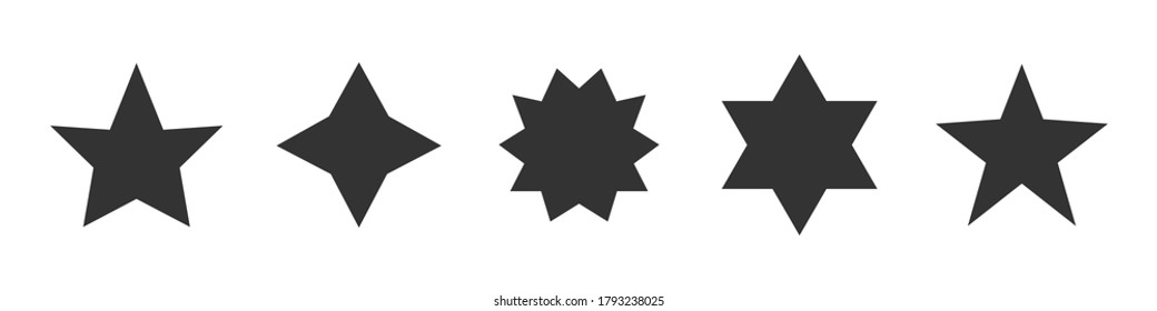 Juego de iconos simples de estrellas en negro