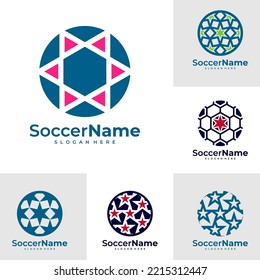 Set of Star Soccer logo template, Football Star logo design vector