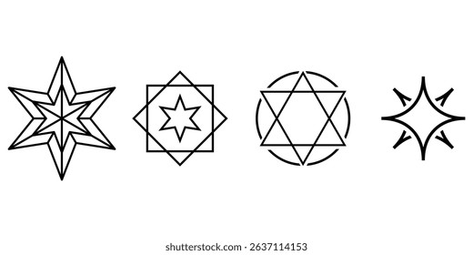  set of star sparkle icon, Shine star icon vector illustration symbol. 