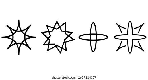  set of star sparkle icon, Shine star icon vector illustration symbol. 