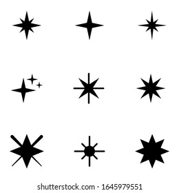 Set of star sparkles, glowing lights, firework isolated on white background EPS Vector