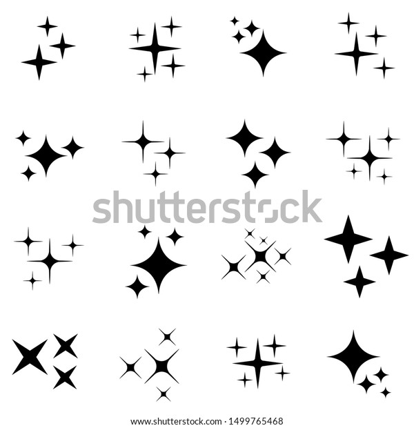 Set Star Sparkling Twinkling Cartoon Isolated Stock Vector (Royalty ...