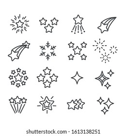 Set of star or sparkling and twinkling icon isolated. Modern outline on white background