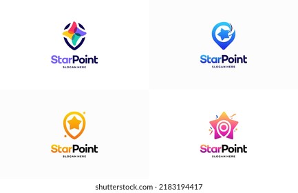 Set of Star Spot Point logo designs concept vector, Elegant Star logo designs