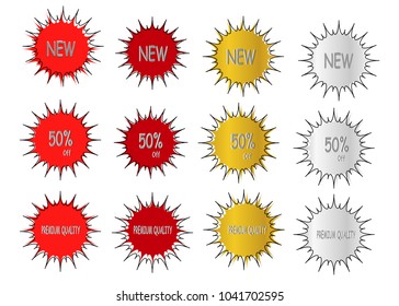 set of star sticker label button icon illustration vector isolated