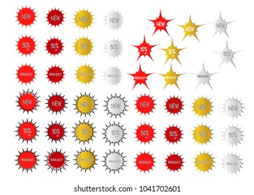 set of star sticker label button icon illustration vector isolated