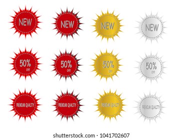 set of star sticker label button icon illustration vector isolated