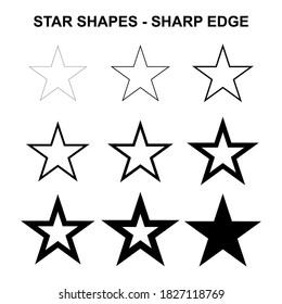Set of star symbol icon, collection of line sign shape, graphic vector illustration design