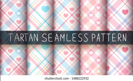 Set star tartan seamless pattern. Vector eps 10