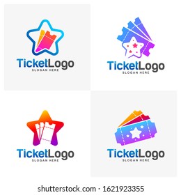 Set of Star Ticket Logo Template Design Vector, Emblem, Creative design, Icon symbol concept