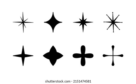 Set of star vectors for decoration as sparkles and bling elements.