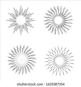 Set of starburst hand drawn. Vector sketch illustration. Isolated on white background