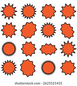 set of starburst icon, starburst badges vector icon set with simple black border. sale or discount sticker, Special offer price tag icon. 