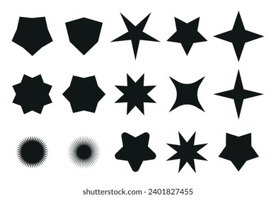 Set of starburst price sticker, sale or discount sticker, sunburst badges icon. Stars shape with different number of rays. Special offer price tag. starburst promotional badge set

