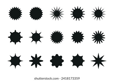 Set of starburst price sticker, sale or discount sticker, sunburst badges icon. Stars shape with different number of rays. Special offer price tag. starburst promotional badge set
