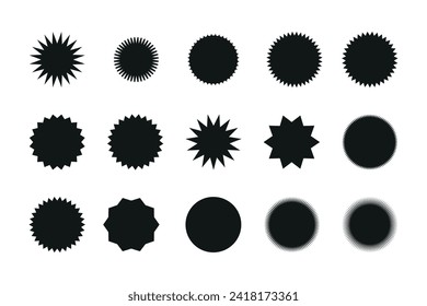 Set of starburst price sticker, sale or discount sticker, sunburst badges icon. Stars shape with different number of rays. Special offer price tag. starburst promotional badge set
