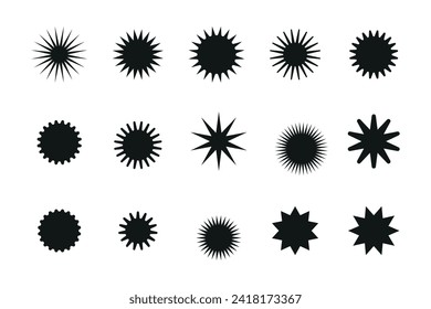 Set of starburst price sticker, sale or discount sticker, sunburst badges icon. Stars shape with different number of rays. Special offer price tag. starburst promotional badge set

