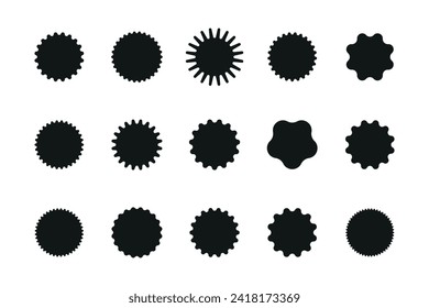 Set of starburst price sticker, sale or discount sticker, sunburst badges icon. Stars shape with different number of rays. Special offer price tag. starburst promotional badge set
