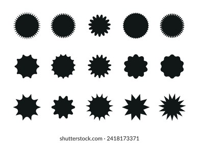 Set of starburst price sticker, sale or discount sticker, sunburst badges icon. Stars shape with different number of rays. Special offer price tag. starburst promotional badge set
