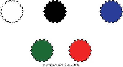 Set of starburst shapes in various styles and designs, including wavy, spiked, and circular patterns, ideal for creative projects and graphic design with transparent background."