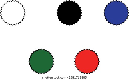Set of starburst shapes in various styles and designs, including wavy, spiked, and circular patterns, ideal for creative projects and graphic design with transparent background."