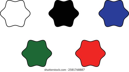 Set of starburst shapes in various styles and designs, including wavy, spiked, and circular patterns, ideal for creative projects and graphic design with transparent background."